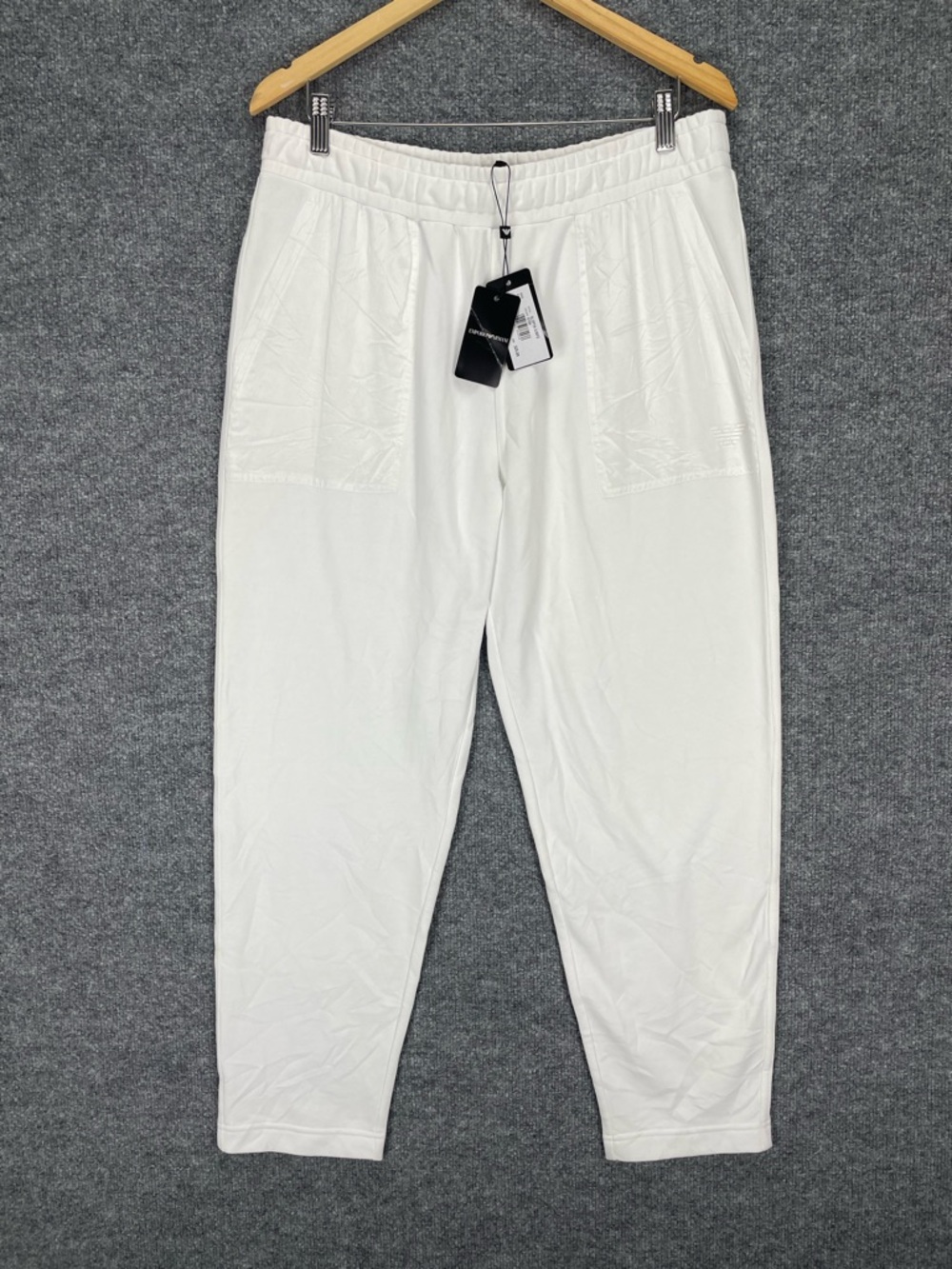 Emporio Armani White Men's Elastic Waist Casual Chinos